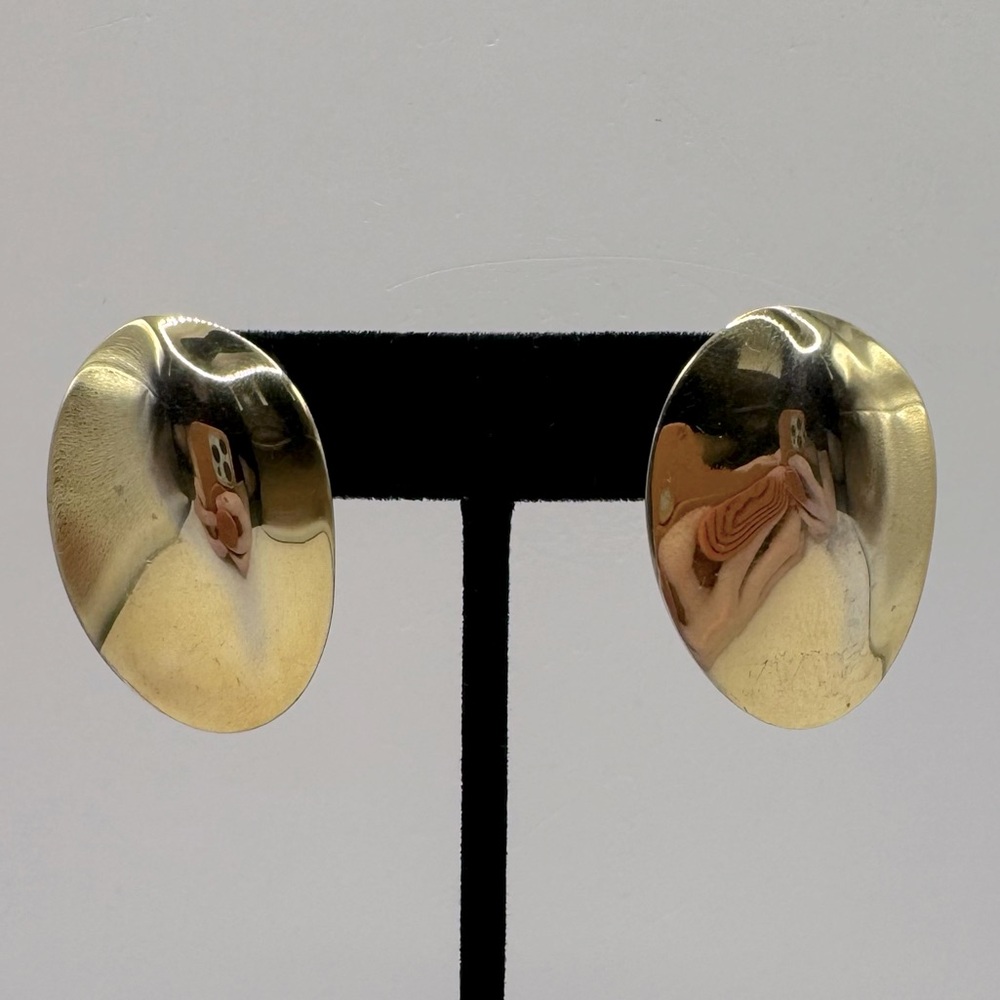 VINTAGE Gold-Tone Organic Oval Earrings